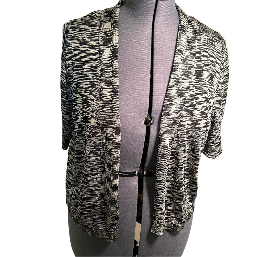 Lane Bryant Women's Short Sleeve Cardigan Black Gray Blue Heathered Stretch